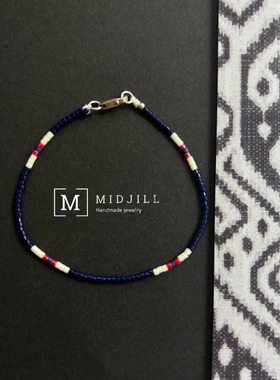 限量新品 cosmo低调神秘深海蓝极细拼色925银扣手链 叠戴百搭单品