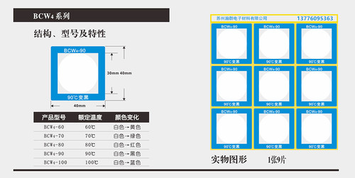 【BCW系列】防水变色测温贴纸敢温贴 纸热敏试纸 温度标签 示温片 - 图3
