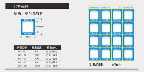 【BCW系列】防水变色测温贴纸敢温贴 纸热敏试纸 温度标签 示温片 - 图1