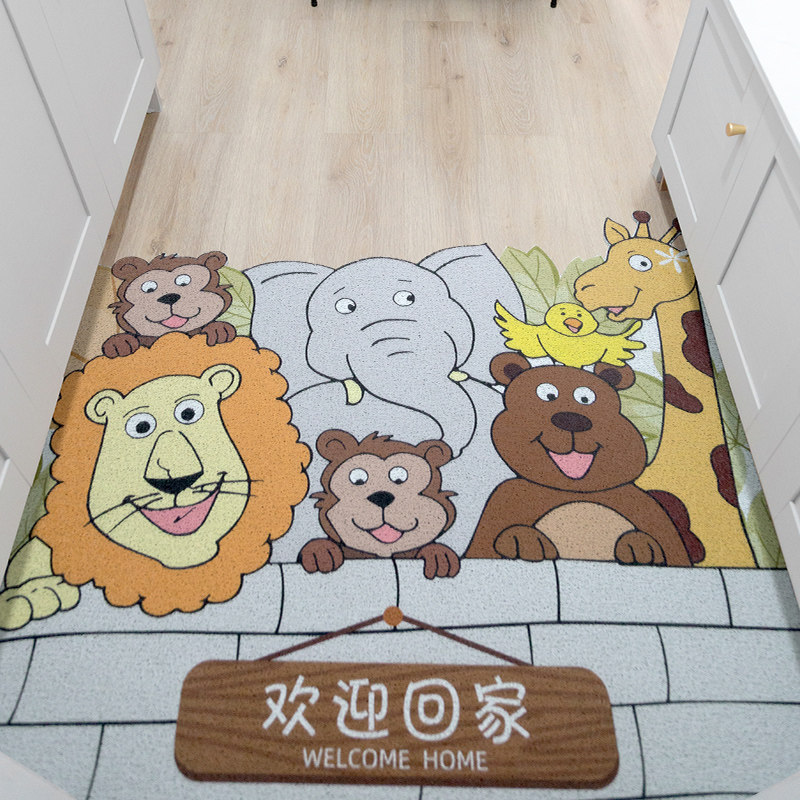熊猫卡通进门垫地垫卡通家用PVC脚垫可裁剪门口地垫丝圈入户门垫_虎窝淘