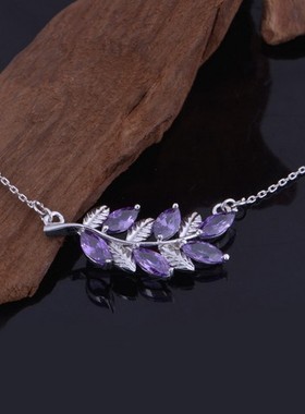 生日礼物橄榄枝纯银时尚风套链