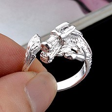 立体复古纯银礼物戒指