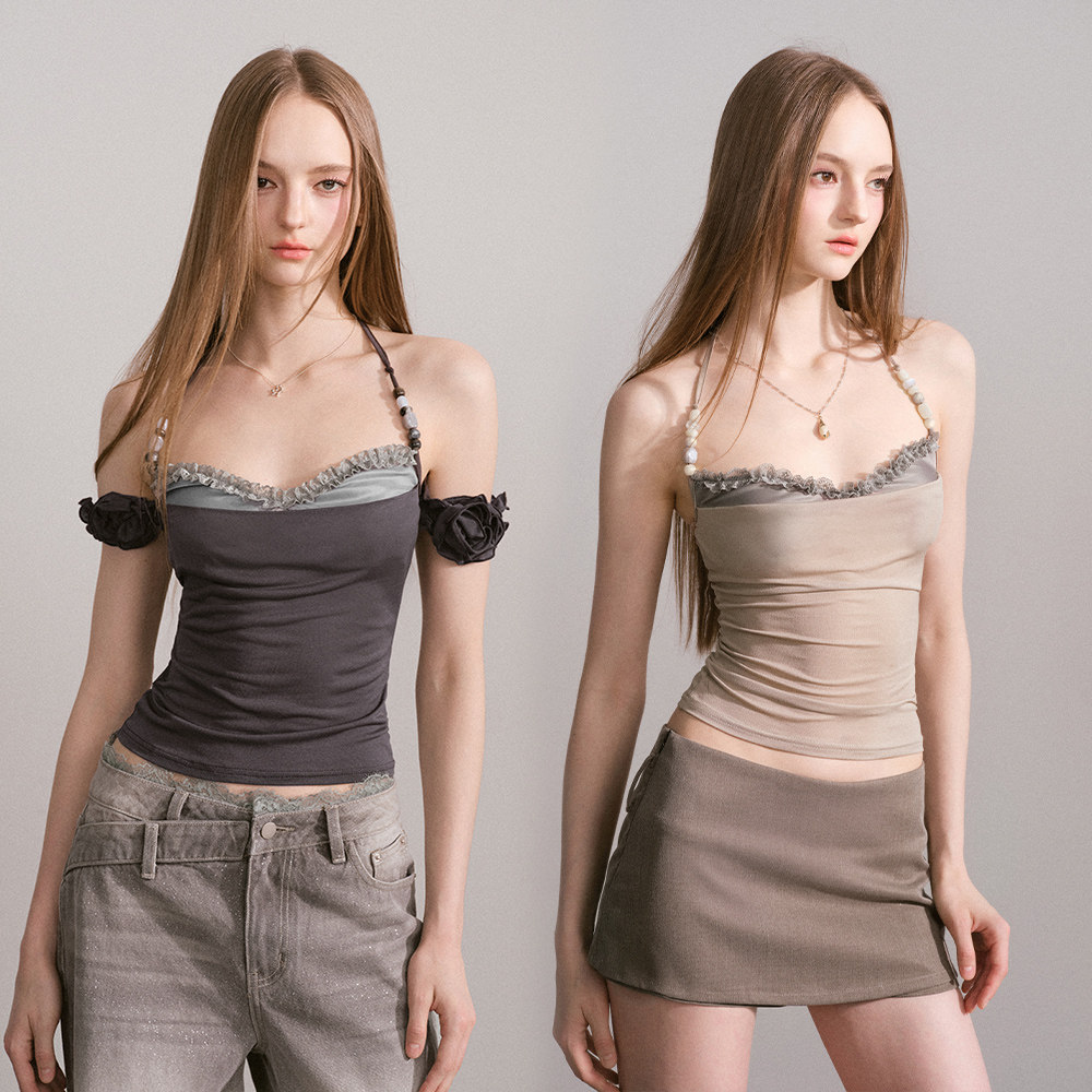 《鹦鹉梨严选》Mess Studio 露肩假两件内衣挂脖吊带背心上衣女夏