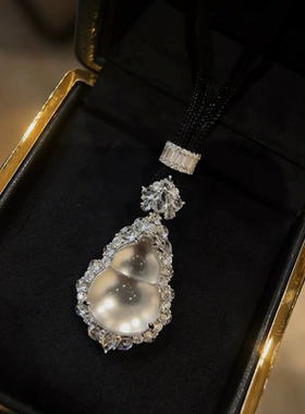 新中式S925纯银高碳钻白冰水沫玉葫芦吊坠