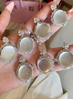 千寻珠宝新中式S925纯银高碳钻白冰水沫玉白冰圆无事牌吊坠