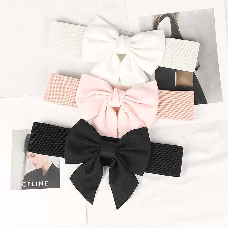 时尚百搭蝴蝶结腰带配大衣的弹力腰封外搭连衣裙子松紧女束腰装饰 - 图1