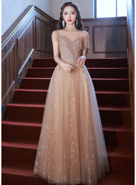 晚礼服女2025春季宴会气质声乐艺考长款名媛主持人端庄大气