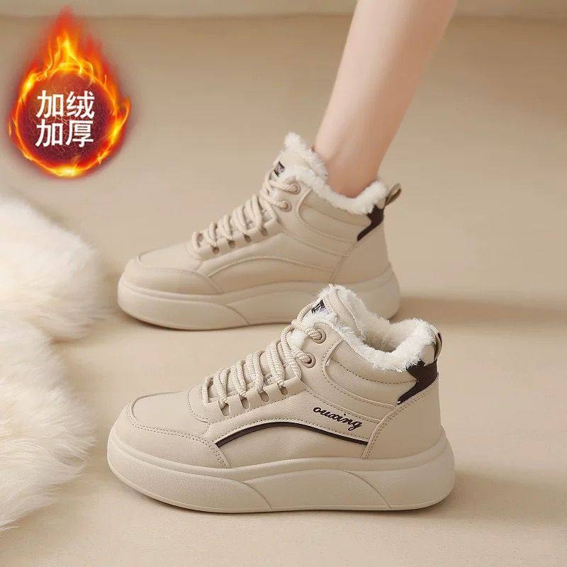 高帮运动棉鞋女2025新款冬季加绒加厚学生板鞋厚底百搭休闲小白鞋,淘宝优惠券,粉丝福利购,淘宝优惠卷