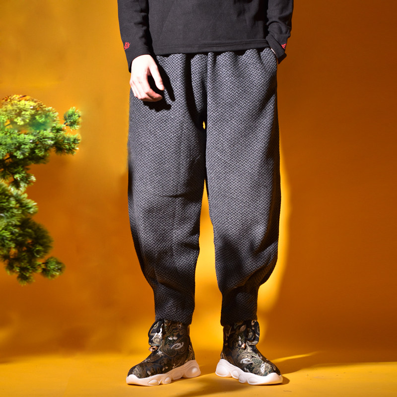 无梦记中国风春秋纯色束脚休闲裤男哈伦裤日系小脚跨裤子抽绳长裤,淘宝优惠券,粉丝福利购,淘宝优惠卷