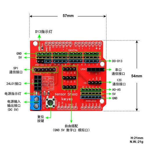V5 Sensor shield传感器扩展板适用arduino UNOR3编程扩展DIY实验 - 图0