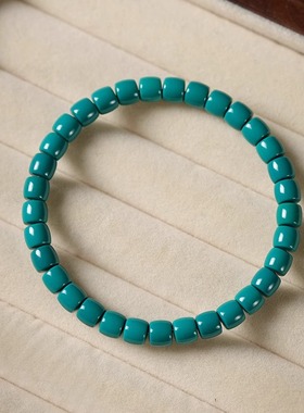 精工科技松素串高瓷玉化地狱绿色仿绿松石色直切药片手链手串男女