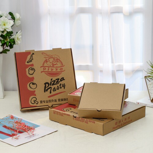 披萨盒子6 7 8 9 10 12寸一次性牛皮pizza打包盒手折外卖包装纸盒 - 图2