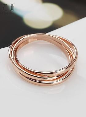 仲夏之晶素圈光面三色一体戒指女