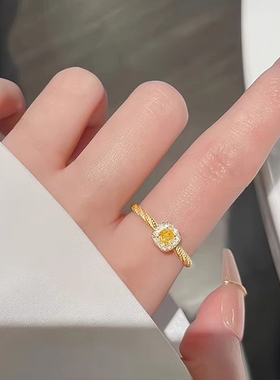 开口高级感小方糖戒指女款