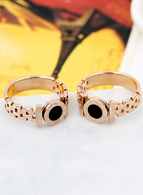 仲夏之晶钛钢复古罗马数字戒指女