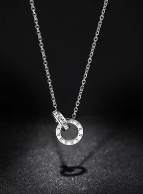 仲夏之晶小众轻奢钛钢双环项链女