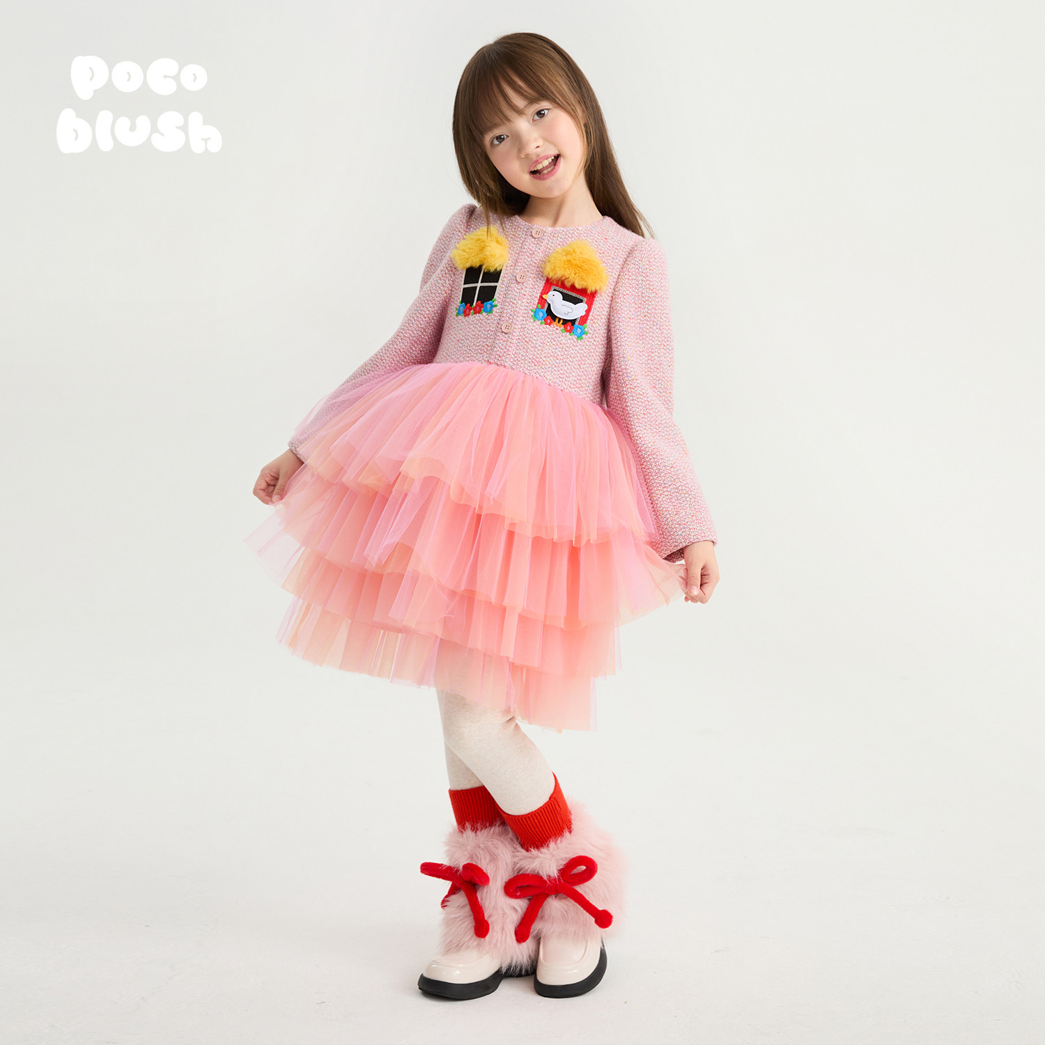 pocoblush【窗台上的音乐会】小香风网纱外套裙女童秋冬公主礼服,淘宝优惠券,粉丝福利购,淘宝优惠卷