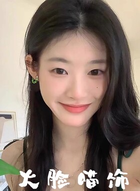 925银针绿色串珠耳环时尚高级感个性耳钉女精致小巧养耳洞耳饰品
