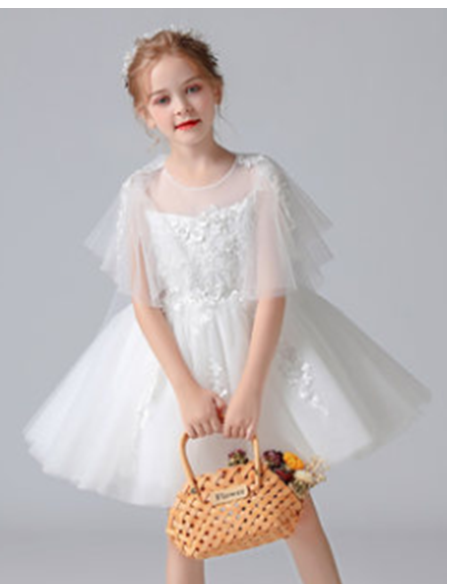 白色女童长裙中袖公主裙花童婚纱礼服儿童演出服晚礼服春秋,淘宝优惠券,粉丝福利购,淘宝优惠卷