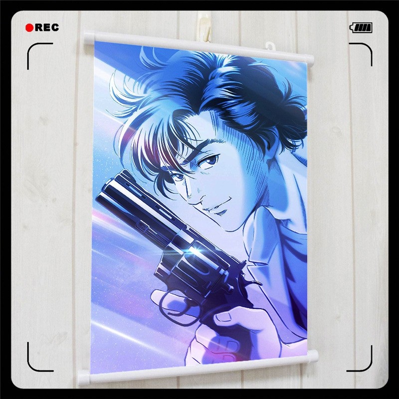 城市猎人寒羽良孟波冴羽獠动漫二次元装饰挂画海报墙壁画卷轴布画_虎窝淘