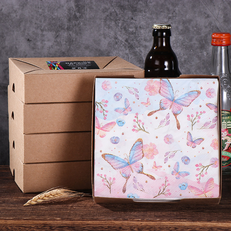 Runlux印花纸巾 彩色餐巾纸 个性派对纯木浆用纸 蝴蝶50张3层,淘宝优惠券,粉丝福利购,淘宝优惠卷