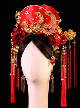 宋制婚嫁凤冠3D打印冠汉服新娘红色饰品套装古装发饰套装原创设计