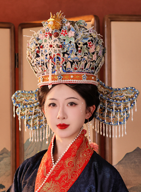 宋代花冠汉服新娘头饰宋代皇后娘娘大婚头饰文物二创锦鲤同款手工