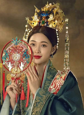尹霞明制发冠景泰蓝新娘头饰