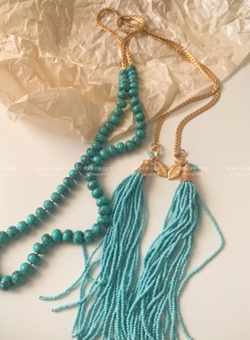 绿松石款开放式项链 流苏项链 首饰套装 新中式宫廷风