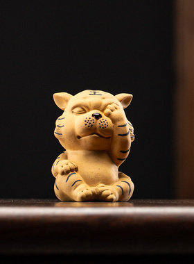 创意三不老虎摆件博古架中式创意招财生肖虎存钱罐书桌桌面摆设