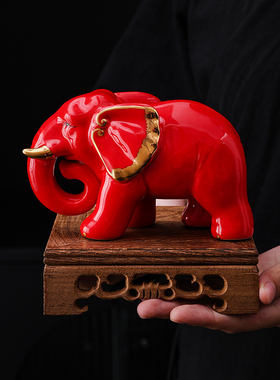 陶瓷大象摆件一对招财家居装饰