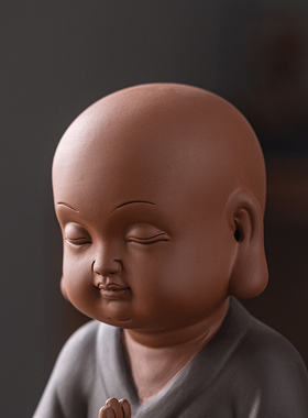 陶瓷可爱沙弥中式家居摆件