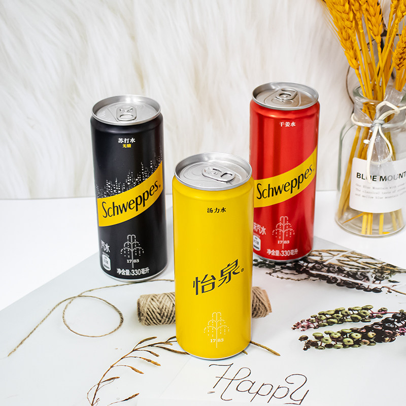 可口可乐出品怡泉苏打水干姜水原味330ml罐装含气饮料气泡水汤力