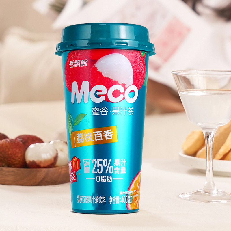 香飘飘meco果汁茶饮料400ml*5瓶装泰式柠檬桃桃红柚杯装果茶饮品-图1