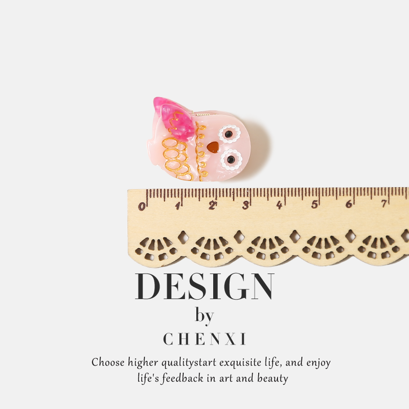 萌趣可爱ins猫头鹰迷你小抓夹百搭卡通醋酸侧边碎发夹儿童头饰 - 图2