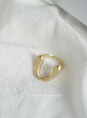 街头时尚戒指U型磨砂日韩女