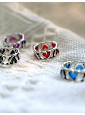 黄铜滴釉爱心戒指指环