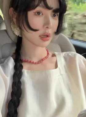 mona粉色天然石项链配饰