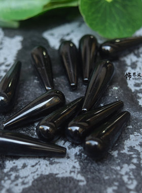 10*30天然圆水滴半孔 紫水晶 黑玛瑙 绿东陵diy簪头璎珞饰品材料