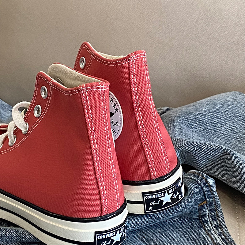 Converse匡威1970S三星标帆布鞋西瓜红色高帮休闲帆布鞋A05114C,淘宝优惠券,粉丝福利购,淘宝优惠卷