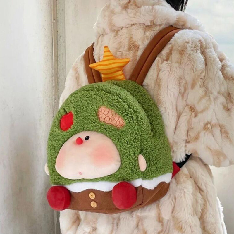 可爱苹果树双肩包日系双肩背包可爱卡通玩偶原创毛绒包潮森系书包,淘宝优惠券,粉丝福利购,淘宝优惠卷