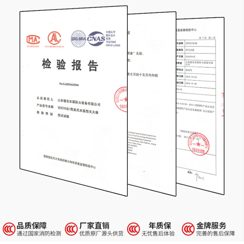 新疆绿色环保新型水基灭火器3L6L9L45家用消防认证国标车载手提式