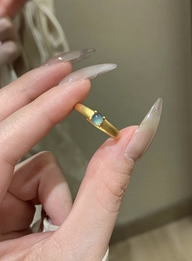 简雅磨砂感！天然翡翠银镀金戒指