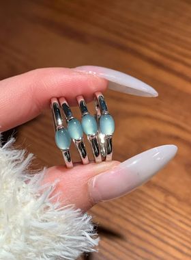 「一抹清泉」天然蓝水翡翠戒指女款s925银轻奢小众高级感送礼闺蜜