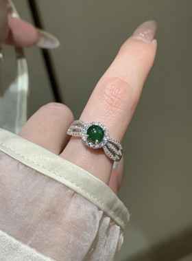 竹影请！天然翡翠纯银戒指