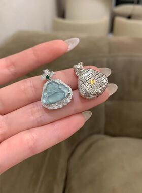 精致翡翠佛公！纯银镶嵌