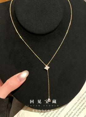 四叶草锆石流苏925银项链女款