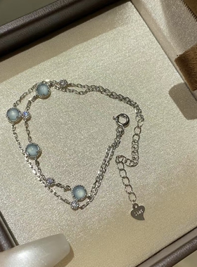 蓝水泡泡！梦幻蓝水翡翠纯银手链