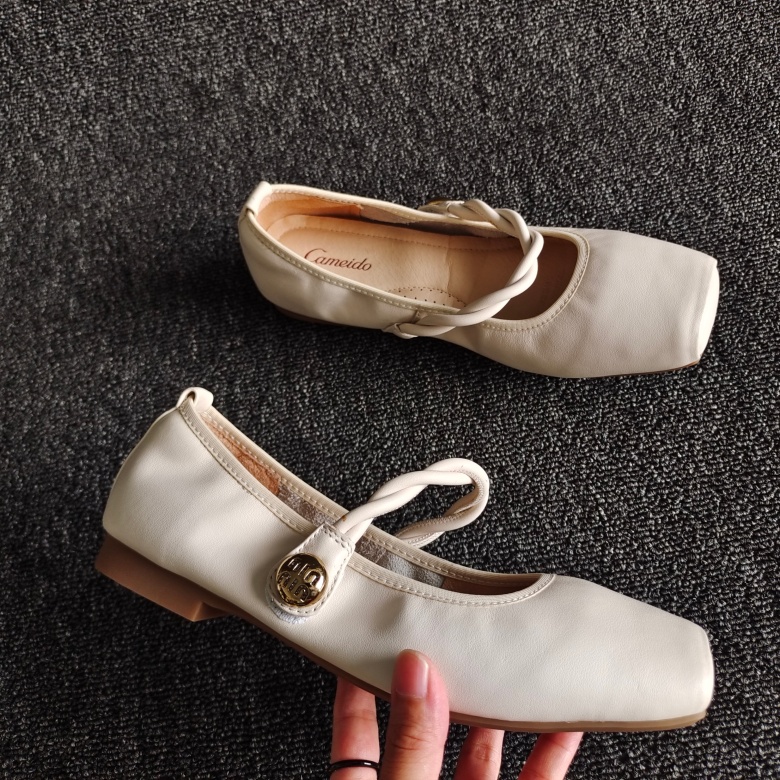 Cameido/卡美多品牌撤柜新款真皮女鞋芭蕾舞鞋浅口平底单鞋软底秋 - 图1