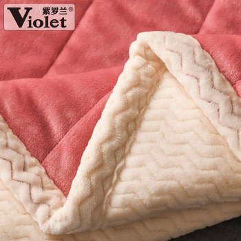 Violet thickened milk velvet velvet quilted blanket blanket sheet quilted warm winter double solid color blanket